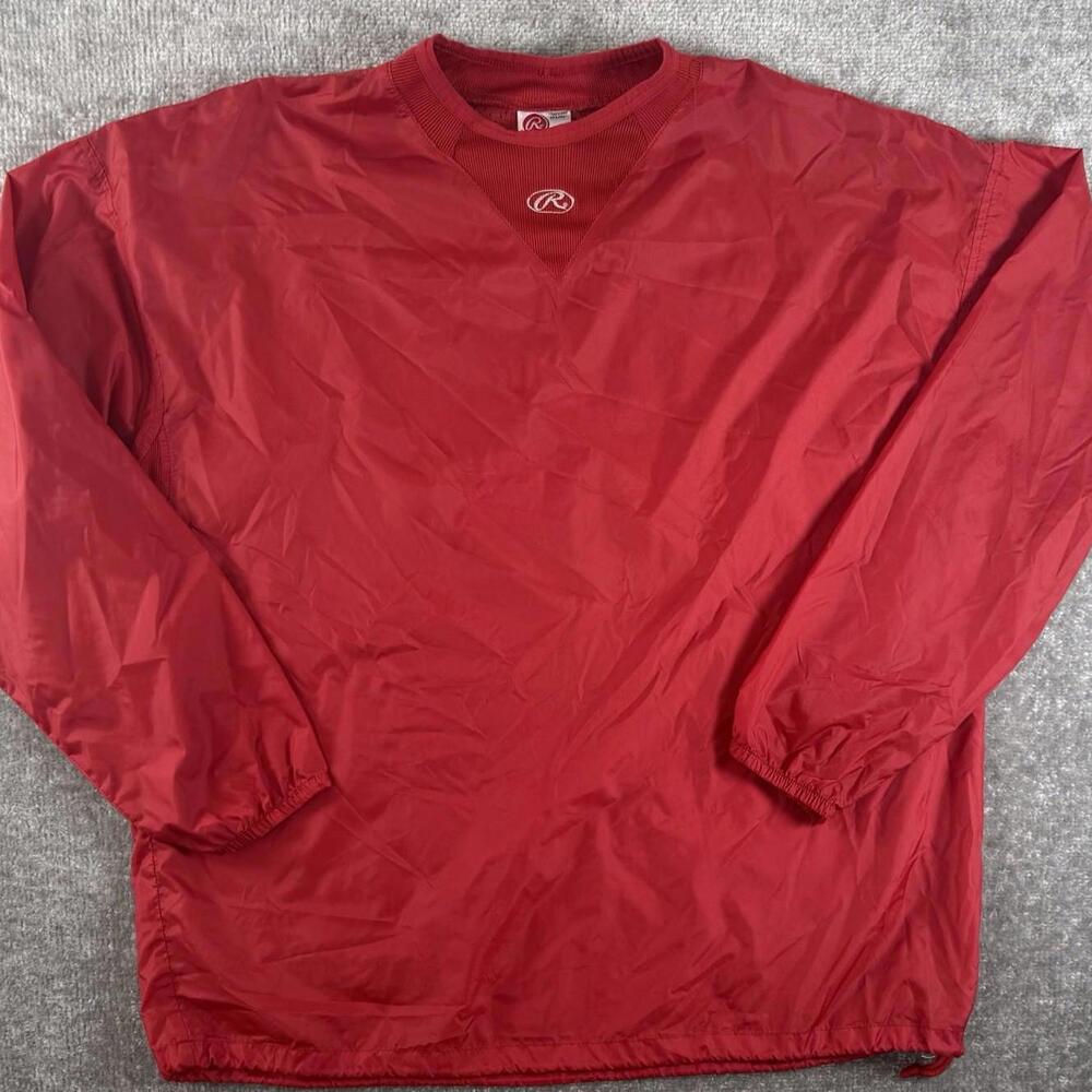 VTG Rawlings Practice Warm Up Windbreaker Nylon Jacket Mens XL RED Y2K
